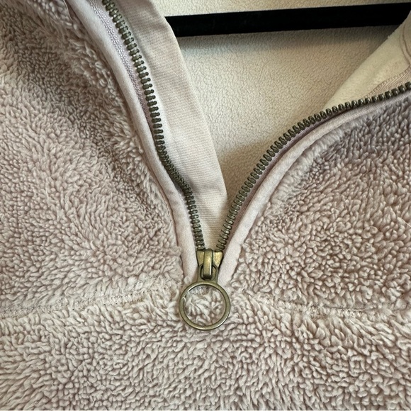 Dusty rose fuzzy pullover sweater super warm zip collar side pockets XL - Picture 6 of 10